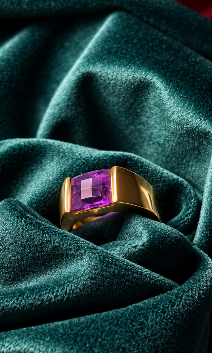 Sceau Pourpre — chevalière améthyste, or 18 carats, photo 1 sur 2
