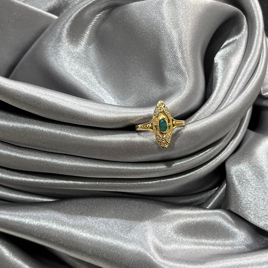 Bague Marquise Or & Émeraude