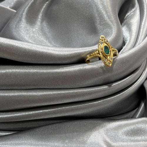 Bague Marquise Or & Émeraude